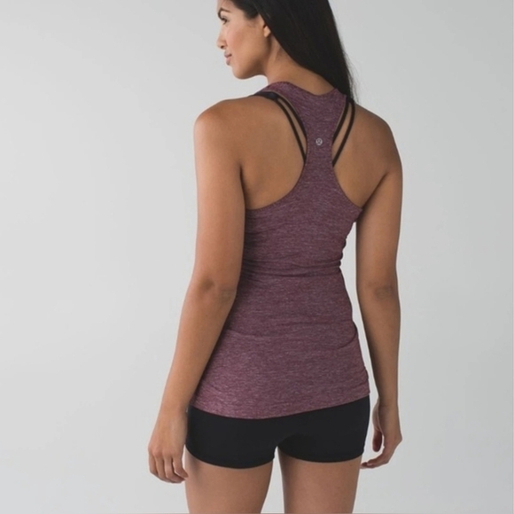 Lululemon Cool Racerback Tank Heathered Bordeaux Size 10 - Picture 2 of 5